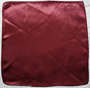 SCARF VINTAGE AUTHENTIC BURGUNDY SATIN SILK MEN'S 9" SQUARE POCKET SMALL - Picture 1 of 2