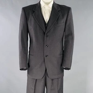 VALENTINO Size 43 Regular Grey Charcoal Virgin Wool Notch Lapel Suit - Picture 1 of 16