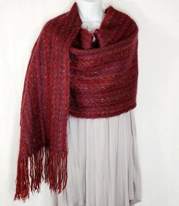 Designs by Birgitte handgefertigter Mohair Wollmischung Schal burgunderrot 76" x 19" - Bild 1 von 5