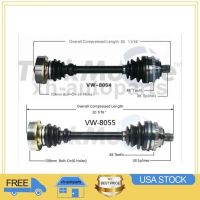 Fits 1993~2003 Volkswagen EuroVan 2X Front Left Right TrakMotive CV Axle Shaft - Image 1 of 3