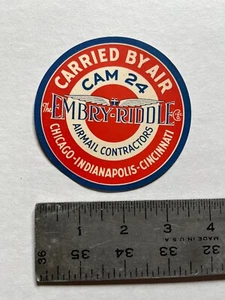 Rare Vintage Embry-Riddle Airmail Contractors Airline Baggage Luggage Label - Picture 1 of 2