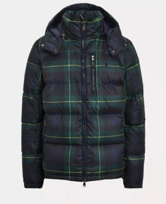 Polo Ralph Lauren Tartan Blackwatch Hooded Pony Logo Down Puffer Coat Jacket NWT - Image 1 of 4