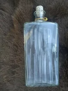 Vintage Pattern Glass 10 Sided Liquor Whiskey Bottle w cork Stopper - Picture 1 of 10