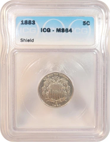 1883 Shield Nickel 5c ICG Choice Uncirculated Certified MS64 Cover