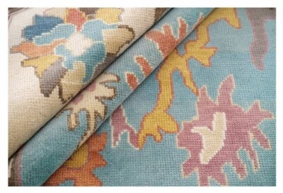 Oushak New Blue/Ivory Elegant Hand-Made Rugs for living room Antique Ethnic Rugs - Image 1 of 4