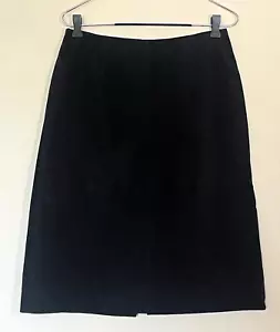 A.M.I. Skirt Black Leather Size 8 Petite Career Work Modest Zipper Suede Western - Picture 1 of 6