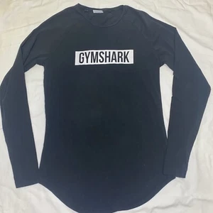 Gymshark Women’s Long Sleeve T-Shirt Logo Top Black Size Medium - Picture 1 of 6