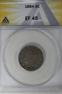 1884  .05  ANACS  EF 45    Liberty Nickel, V Nickel, 5 Cent Piece - Picture 1 of 2