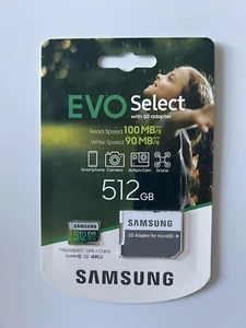 Karta pamięci Samsung EVO Select 512GB Class 10 MicroSDXC z adapterem SD - NOWA - Zdjęcie 1 z 5