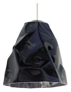 LBL Zuri LP764BLSC2D7 Pendant Light Satin Nickel Finish and Black Italian Glass - Picture 1 of 5