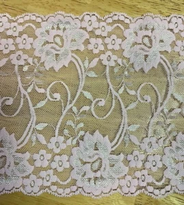 Rosa mit weißem Gallon Stretch strukturierte Dessous Spitze 6 Zoll -- 1 Yard - Bild 1 von 5