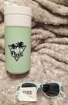 NUEVO CON ETIQUETAS Victoria's Secret ROSA Botella de Agua y Abridor Gafas de Sol Verde Espuma de Mar Foto 1 de 4