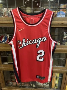 Lonzo Ball #2 Chicago Bulls Red SEWN NIKE SWINGMAN Script City Jersey SZ 50 (M) - Picture 1 of 15