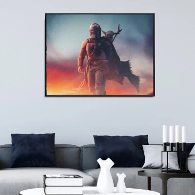 STAR WARS BOBBA FETT YODA SUNSET A3 ARTE DE PARED ENMARCADO IMPRESIÓN LIENZO Foto 1 de 2