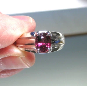 Mens Natural Garnet Ring-New Genuine VS Garnet Ring 925 Sterling Silver Size 9 - Picture 1 of 10