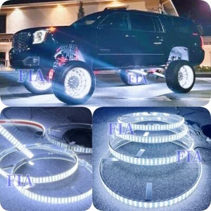 LED 15.5'' QUAD Row Solid White WHEEL LIGHTS FOR TRUCK With Controller - Picture 1 of 7