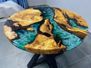 Runde Ozean Epoxidharz Couchtischplatte Küchenplatte Holzmöbel Live Deko - Bild 1 von 6