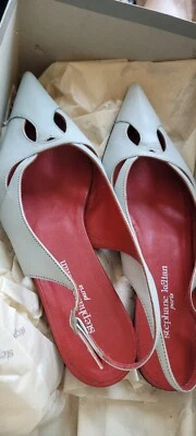 FLAT SLINGBACK BALLERINAS BY STEPHAN KELLIAN  ALL LEATHER, BABY BLUE SIZE 6.5 - Image 1 of 3