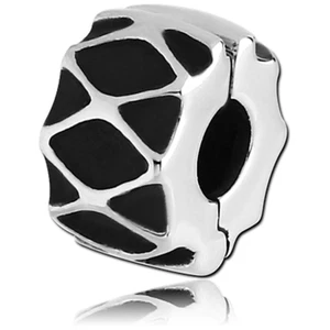 Schmuckperle BEADS fürs Armband Bartschmuck Bartperle Motiv Karo Clipverschluß - Bild 1 von 3