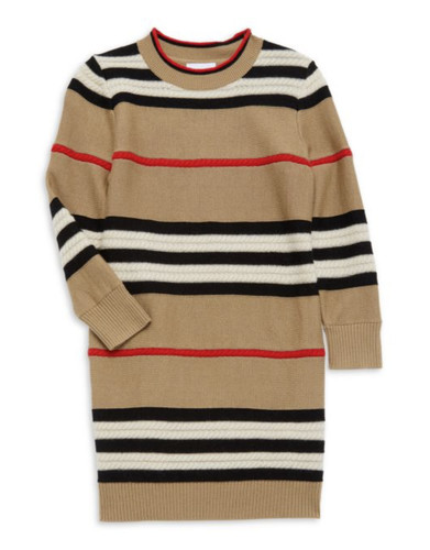 Abito Burberry bambina e bambina Leeta lana cashmere beige 6 nuovo con etichette $450
