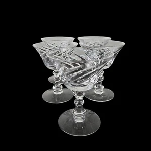 Juego de 5 vasos Martini de cristal vintage Fostoria con elegante diseño de remolino - Imagen 1 de 8