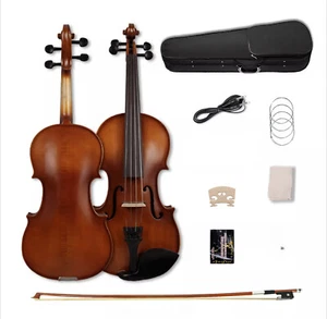 Left-hand 4/4 Electric Violin Maple Spruce Wood handmade Acoustic Violin - Picture 1 of 8