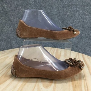 Elie Tahari Shoes Womens 37 Ballet Flats Brown Suede Tie Round Toe Slip On Casua - Picture 1 of 15