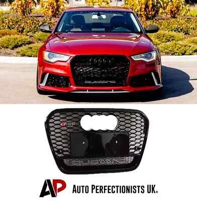 Audi RS6 Style A6 S6 C7 Front Main Grille Gloss Black Honeycomb Mesh Grill 13-15 - Image 1 of 4