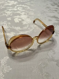 VTG 1970’s Sunglasses Round-Rim Yellow Disco BOHO Plastic Frames Gradual Shade - Picture 1 of 8