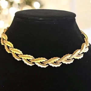 Trifari Vintage Stechpalmenblatt dicke Kette goldfarben Choker Halskette - Bild 1 von 5