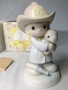 Precious Moments 1986 “Love Rescued Me” Fire Fighter #102393 Enesco With Box - Picture 1 of 8