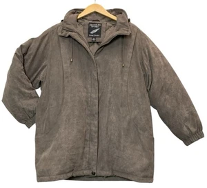 Vintage Bromley Sport Real Down Quilted Parka Jacket Brown Hooded Womens Medium - Picture 1 of 10