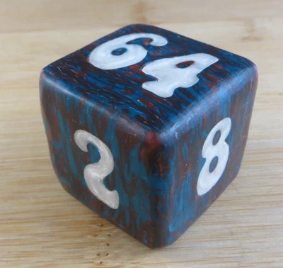 Jena's Handmade Backgammon Doubling Cube Bronze Brown Teal Blue White OOAK #418 - Image 1 of 4