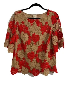 Top donna Chicos taglia 0 small S rosso marrone foderato all'uncinetto floreale - Foto 1 di 7