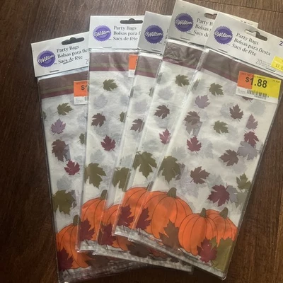 Welcome Fall Pumpkin Leaf Autumn Thanksgiving 5 / 20 Ct Treat Bags Ties 100 Bags - Image 1 of 4