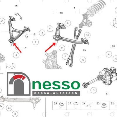 Juego de 4 rótulas de brazo de control de suspensión trasera para Lamborghini Aventador Foto 1 de 4
