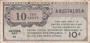 USA / MPC 10 Cents 1946 Series 461 Plate # 70 Circulated Banknote CGTx1 - Picture 1 of 2
