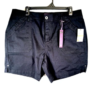 Gloria Vanderbilt Women's Amanda Shorts Black Elastic Waist Utility Size 14 NWT - Picture 1 of 7
