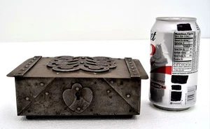 Arts & Crafts German Hugo Berger Goberg Medieval Revival Wrought Iron Brass Lid - Picture 1 of 13