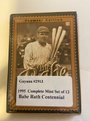 babe ruth 12 different stamp cards seled box set guyana #2913 complete set of 12 - Image 1 of 4