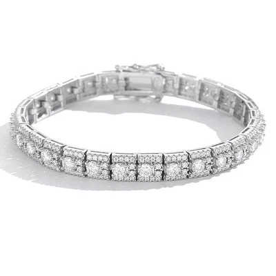 Full D Color Round Moissanite Tennis Bracelet Women Chain 925 Sterling Silver - Image 1 of 4