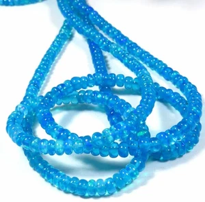 Gemas de ópalo etíope azul cuentas rondelle lisas naturales de 4" 3,5-4 mm GV-1928 - Imagen 1 de 12