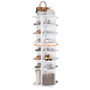 7-stufiges quadratisches drehbares Schuhregal Turm 360 ° drehbares Schuh Display Karussell weiß - Bild 1 von 13
