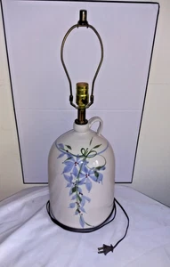 VTG Farmhouse Blue floral White Ceramic Jug Lamp - Picture 1 of 16