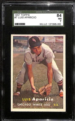 1957 Topps #7 Luis Aparicio HOF  SGC 84 NM 7 C100231 - Image 1 of 3