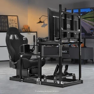 Marada Aluminiumprofil-Rennsimulator-Cockpit mit TV-Ständer und Schwarzem Sitz - Picture 1 of 20