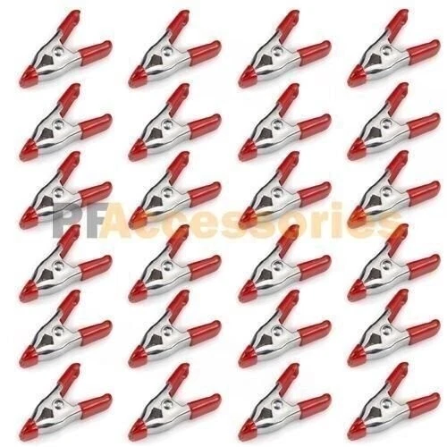 24x 2 inch Mini Metal Spring Clamps w/ Red Rubber Tips Tool LOT of 24 Pcs Pack - Image 1 of 3