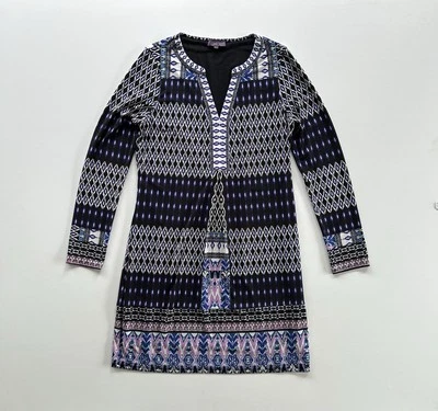 Hale Bob Dress Women’s Size Large V-neck Long Sleeve Lined Stretch Geometric - Image 1 of 4