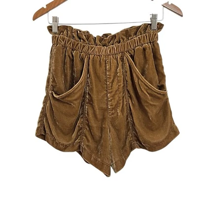 Free People At First Sight Terciopelo Bolsa de Papel Cintura Pantalones Cortos Mujer S Marrón Boho Foto 1 de 4