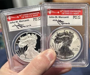 2012 Rev. Proof American Silver Eagle, PCGS PR70 Anniv. Mint Set Mercanti Signed - Picture 1 of 9